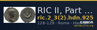 RIC II, Part 3 (second edition) Hadrian 925 — CANOA