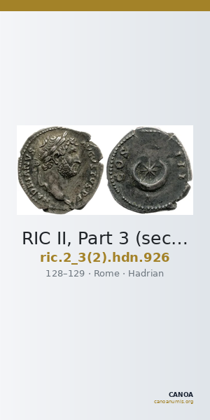 RIC II, Part 3 (second edition) Hadrian 926 — CANOA