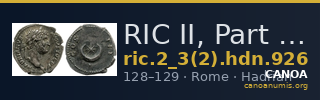 RIC II, Part 3 (second edition) Hadrian 926 — CANOA