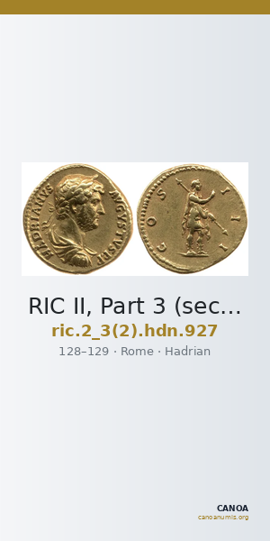 RIC II, Part 3 (second edition) Hadrian 927 — CANOA