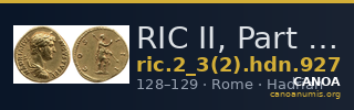 RIC II, Part 3 (second edition) Hadrian 927 — CANOA