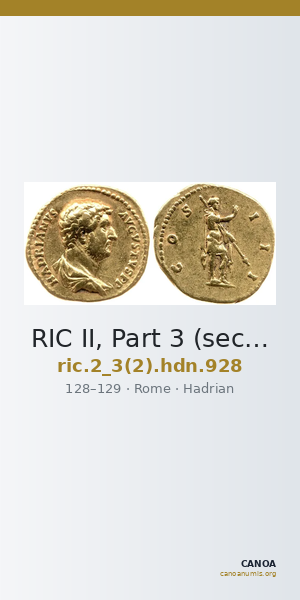 RIC II, Part 3 (second edition) Hadrian 928 — CANOA
