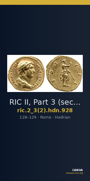 RIC II, Part 3 (second edition) Hadrian 928 — CANOA