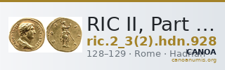 RIC II, Part 3 (second edition) Hadrian 928 — CANOA