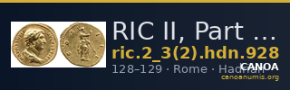 RIC II, Part 3 (second edition) Hadrian 928 — CANOA