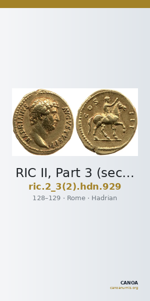 RIC II, Part 3 (second edition) Hadrian 929 — CANOA