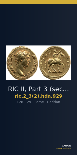 RIC II, Part 3 (second edition) Hadrian 929 — CANOA