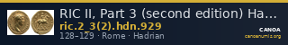 RIC II, Part 3 (second edition) Hadrian 929 — CANOA