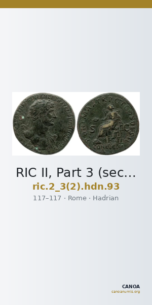RIC II, Part 3 (second edition) Hadrian 93 — CANOA