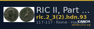 RIC II, Part 3 (second edition) Hadrian 93 — CANOA