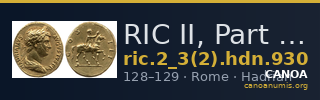 RIC II, Part 3 (second edition) Hadrian 930 — CANOA
