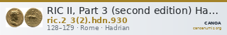 RIC II, Part 3 (second edition) Hadrian 930 — CANOA