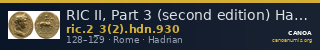RIC II, Part 3 (second edition) Hadrian 930 — CANOA