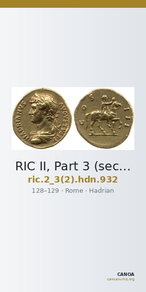 RIC II, Part 3 (second edition) Hadrian 932 — CANOA