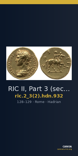 RIC II, Part 3 (second edition) Hadrian 932 — CANOA