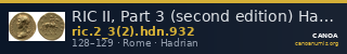 RIC II, Part 3 (second edition) Hadrian 932 — CANOA