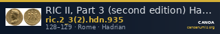 RIC II, Part 3 (second edition) Hadrian 935 — CANOA