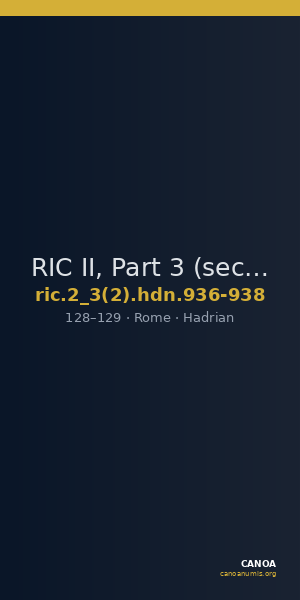 RIC II, Part 3 (second edition) Hadrian 936-938 — CANOA