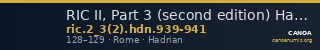 RIC II, Part 3 (second edition) Hadrian 939-941 — CANOA