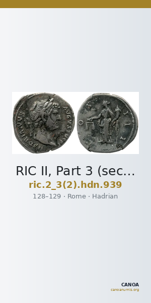 RIC II, Part 3 (second edition) Hadrian 939 — CANOA