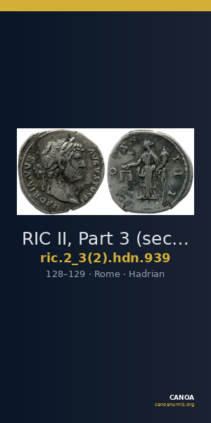 RIC II, Part 3 (second edition) Hadrian 939 — CANOA
