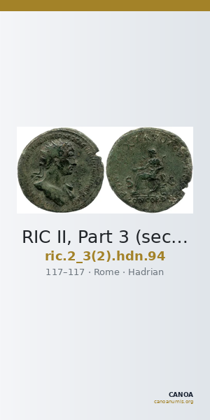 RIC II, Part 3 (second edition) Hadrian 94 — CANOA