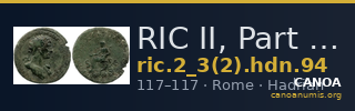 RIC II, Part 3 (second edition) Hadrian 94 — CANOA