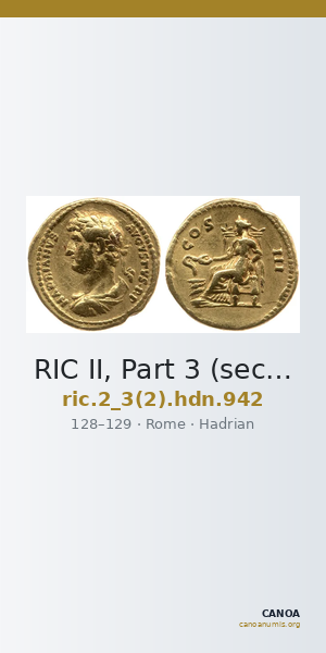 RIC II, Part 3 (second edition) Hadrian 942 — CANOA