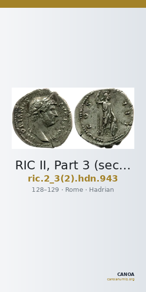 RIC II, Part 3 (second edition) Hadrian 943 — CANOA