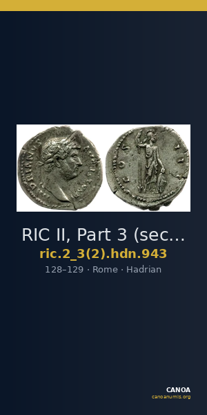 RIC II, Part 3 (second edition) Hadrian 943 — CANOA