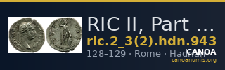 RIC II, Part 3 (second edition) Hadrian 943 — CANOA
