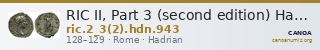 RIC II, Part 3 (second edition) Hadrian 943 — CANOA