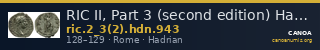 RIC II, Part 3 (second edition) Hadrian 943 — CANOA