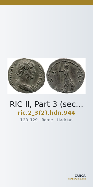 RIC II, Part 3 (second edition) Hadrian 944 — CANOA