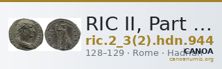 RIC II, Part 3 (second edition) Hadrian 944 — CANOA