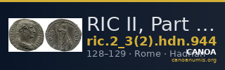 RIC II, Part 3 (second edition) Hadrian 944 — CANOA