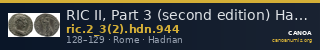 RIC II, Part 3 (second edition) Hadrian 944 — CANOA