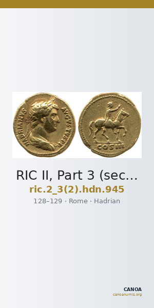 RIC II, Part 3 (second edition) Hadrian 945 — CANOA