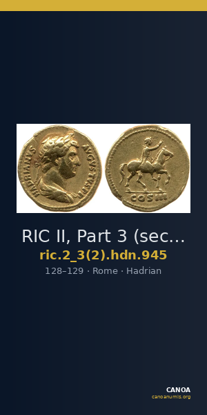 RIC II, Part 3 (second edition) Hadrian 945 — CANOA