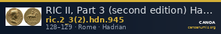 RIC II, Part 3 (second edition) Hadrian 945 — CANOA