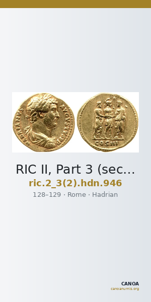 RIC II, Part 3 (second edition) Hadrian 946 — CANOA