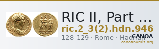 RIC II, Part 3 (second edition) Hadrian 946 — CANOA