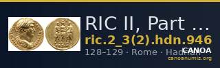 RIC II, Part 3 (second edition) Hadrian 946 — CANOA