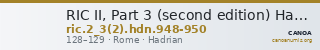 RIC II, Part 3 (second edition) Hadrian 948-950 — CANOA