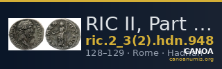 RIC II, Part 3 (second edition) Hadrian 948 — CANOA