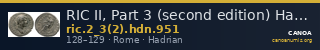 RIC II, Part 3 (second edition) Hadrian 951 — CANOA
