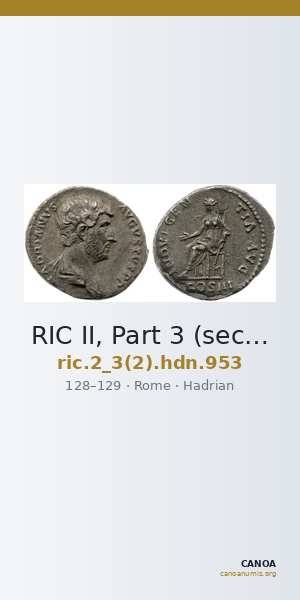 RIC II, Part 3 (second edition) Hadrian 953 — CANOA