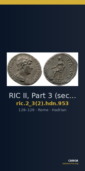 RIC II, Part 3 (second edition) Hadrian 953 — CANOA