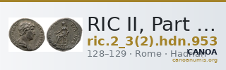 RIC II, Part 3 (second edition) Hadrian 953 — CANOA