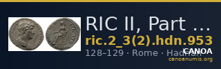 RIC II, Part 3 (second edition) Hadrian 953 — CANOA